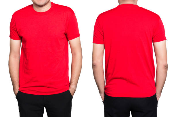 man red t-shirt - red t shirt imagens e fotografias de stock