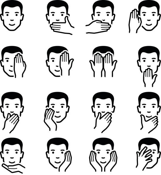 hand-emoticon-symbole - hand over head illustrations stock-grafiken, -clipart, -cartoons und -symbole