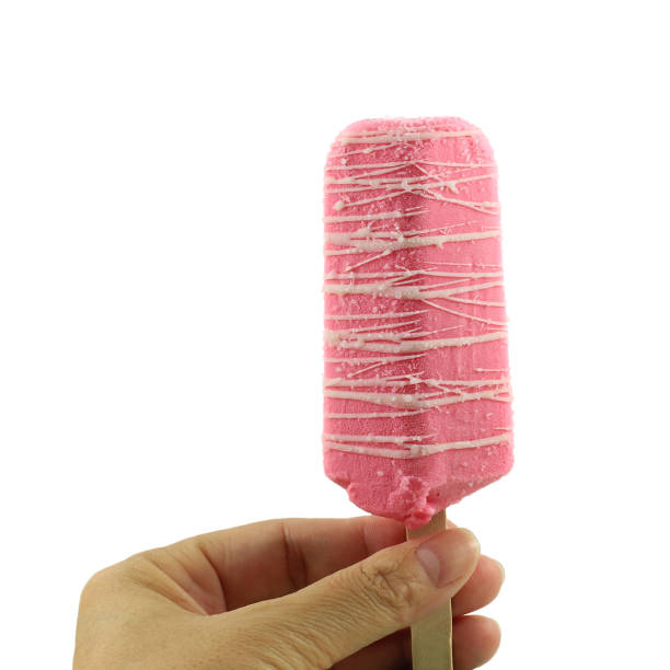 Pink Ice cream sticks on white background