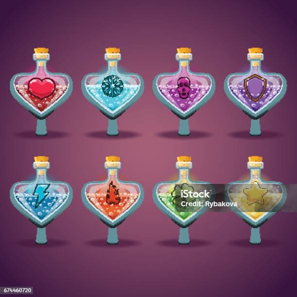 Emotions Elixir Big Set With Different Magic Elixir Stock Illustration - Download Image ...