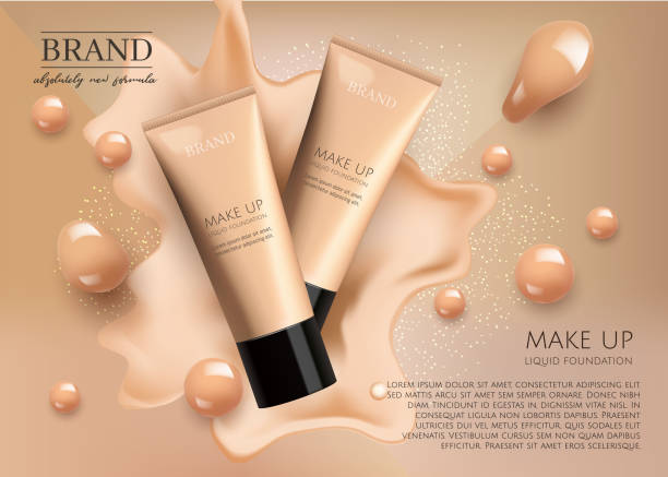 istock Modern VIP cosmetic ads, make up liquid foundation for sale. Elegant beige and gold color face cream tube with drops of cream isolated on splash  background , gloss effect. 3D realistic vector 674463458