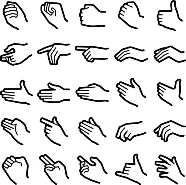 Hand icons Hand icon collection - vector outline illustration talk to the hand emoticon stock illustrations