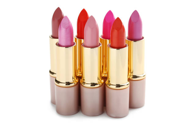 istock Colorful lipsticks isolated on a white 674470126