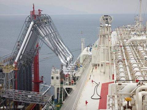 Oil and gas industry - liquefied natural gas tanker LNG under cargo operations