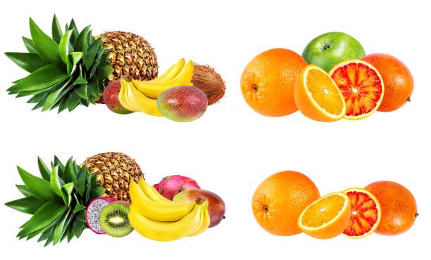 istock Collection of fruits isolated on white 674470474