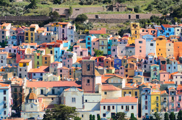 The village of Bosa, Sardinia stock photo