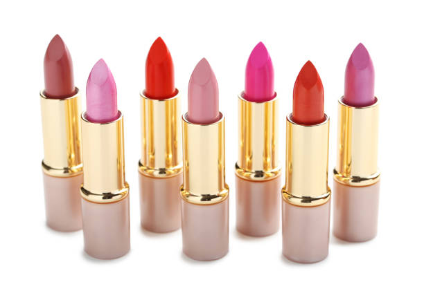 istock Colorful lipsticks isolated on a white 674472782