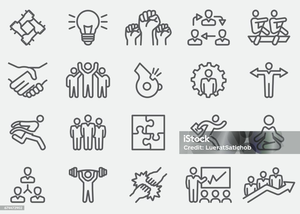 Business Teamwork Line Icons | EPS 10 Business Teamwork Line Icons  Icon Symbol stock vector