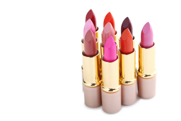 istock Colorful lipsticks isolated on a white 674476020