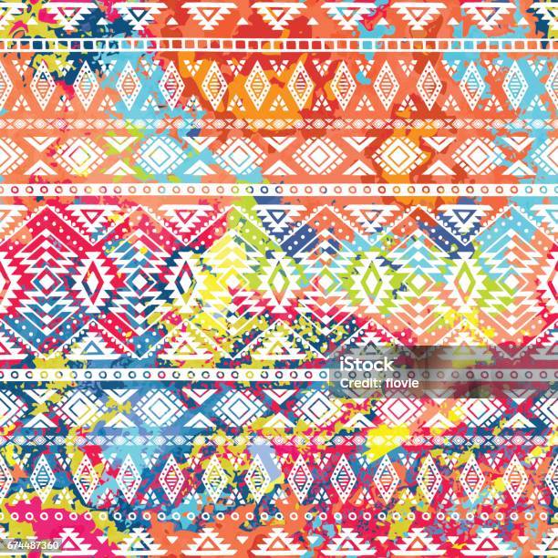 Bright Ethnic Pattern Stock Illustration - Download Image Now - Boho, Textured, Pattern
