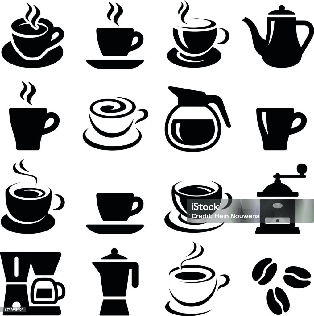 Kaffee-Symbole - Lizenzfrei Icon Vektorgrafik