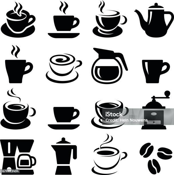 Kaffeesymbole Stock Vektor Art und mehr Bilder von Icon - Icon, Kaffee - Getränk, Kaffeetasse