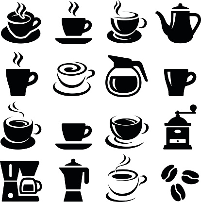 Coffee cup icon collection - vector silhouette and illustration