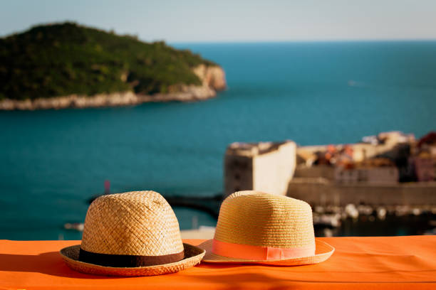 two hats on vacation in Croatia, Europe, travel concept