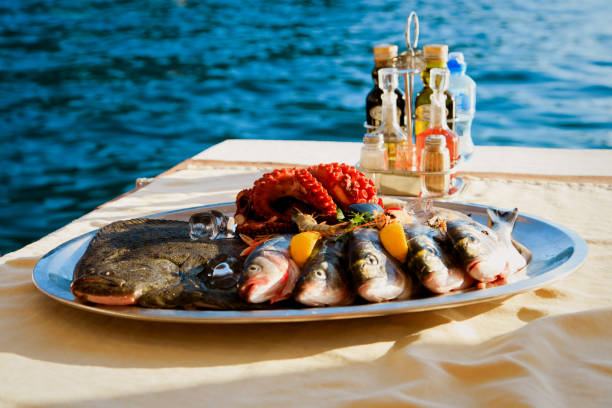 istock fresh seafood plate in restaurant at sea 674501042