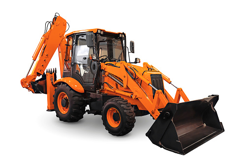 Orange earth mover isolated on a white background