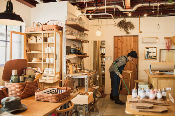 istock Male owner preparing to open store 674504212