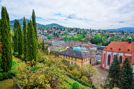 Panoramic view on Baden Baden in Baden-Wurttemberg in Germany. Baden Baden is a spa town.