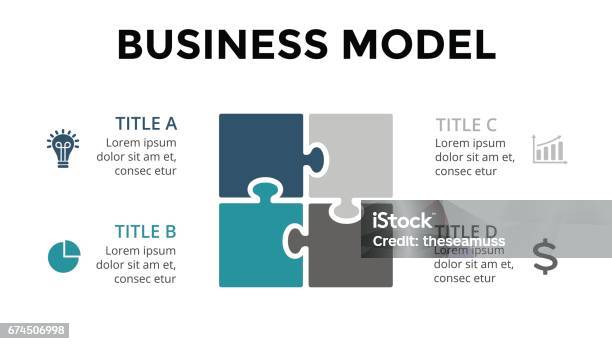 Vector Square Puzzle Infographic Cycle Diagram Graph Presentation Chart Business Model Concept With 4 Options Parts Steps Processes 16x9 Slide Stock Illustration - Download Image Now