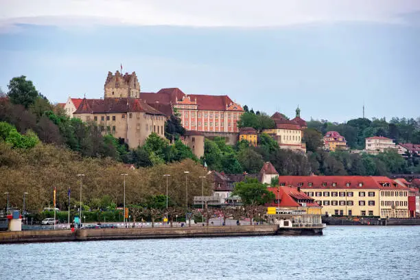 Meersburg Castle and old town on Lake Constance in Baden-Wurttemberg in Germany.