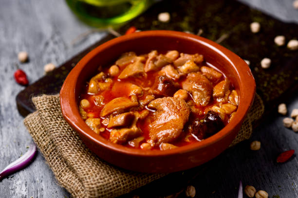 spanish callos, a typical stew with beef tripe stock photo