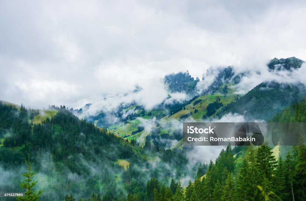 Nature of Swiss Alps at Jaun Pass in Fribourg Switzerland Nature of Swiss Alps at Jaun Pass in Fribourg canton of Switzerland. City Stock Photo