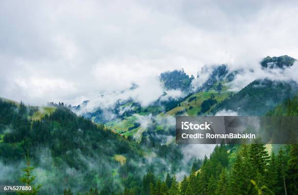 Nature Of Swiss Alps At Jaun Pass In Fribourg Switzerland Stock Photo - Download Image Now