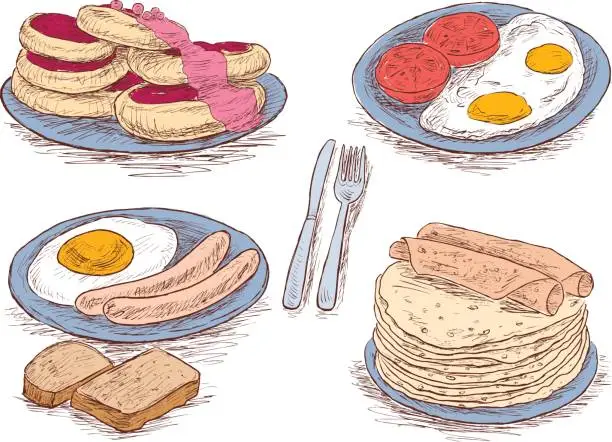 Vector illustration of food for a breakfast