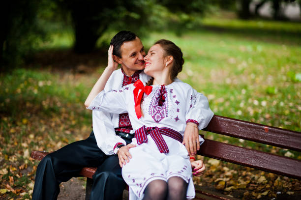 istock Couple on traditional dress in love 674564896
