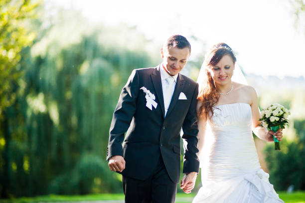 istock Wedding couple background fantastic big willow tree 674567626