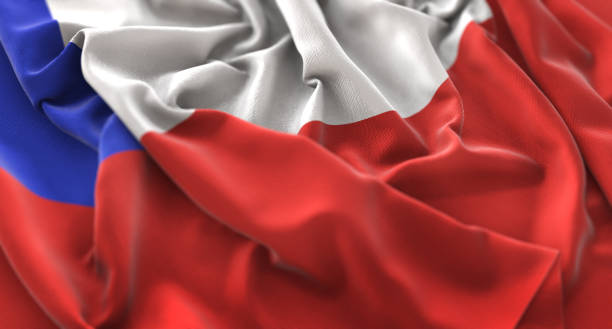 istock Chile Flag Ruffled Beautifully Waving Macro Close-Up Shot 674571718