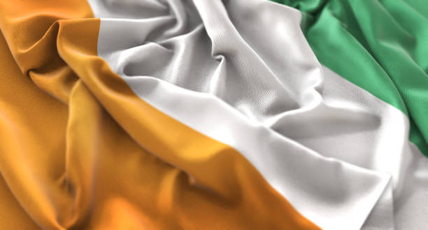 istock Ivory Coast Flag Ruffled Beautifully Waving Macro Close-Up Shot 674572142