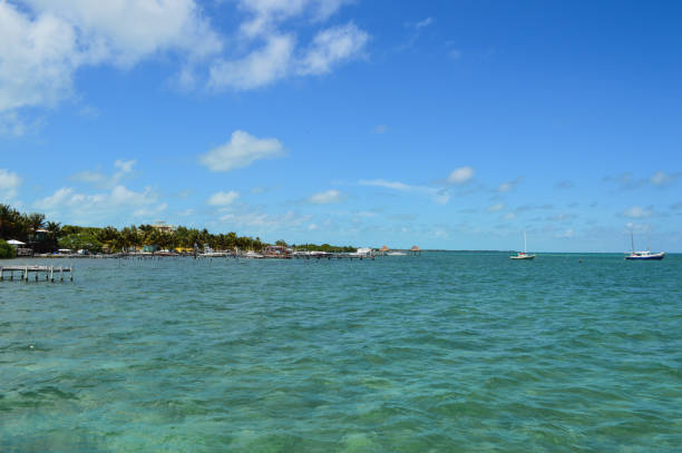 istock Pier with Crystal Clear Caribbean Waters, Caye Caulker, Belize 674572284