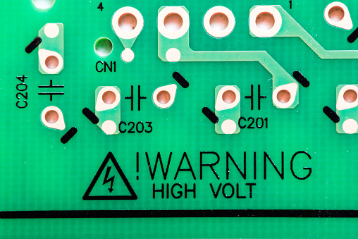 Close-up showing resistors on a power board