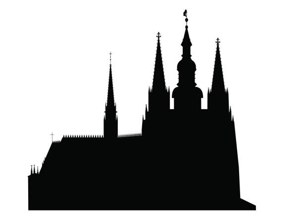 illustrations, cliparts, dessins animés et icônes de vecteur de château - cathédrale de saint vitus - prague - church spire