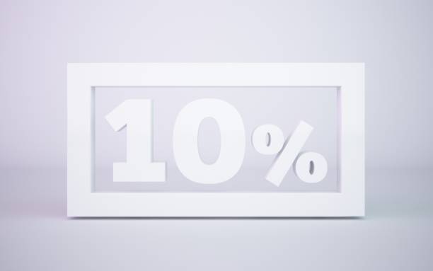 istock 3D rendering white 10 percentage isolated white background 674585066