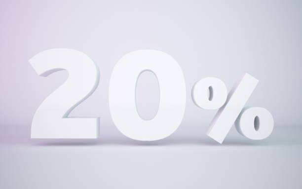 istock 3D rendering white 20 percentage isolated white background 674585160