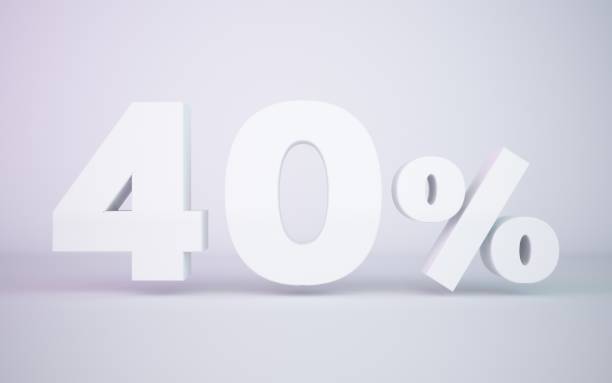 istock 3D rendering white 40 percentage isolated white background 674585168