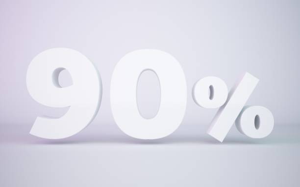 istock 3D rendering white 90 percentage isolated white background 674585188