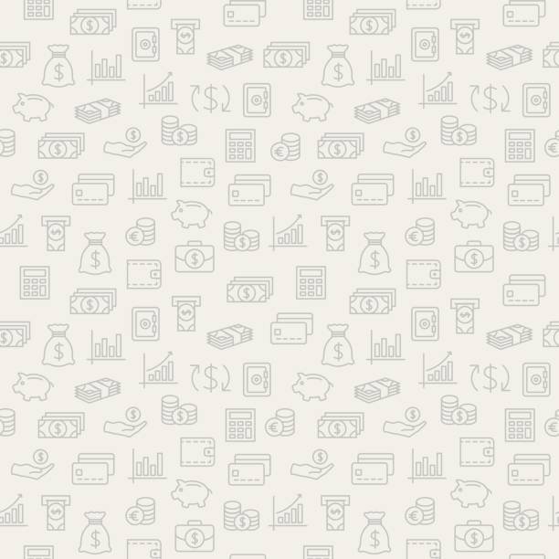 Money seamless pattern. Background with icons. Money seamless pattern. Background for your design. banking designs stock illustrations