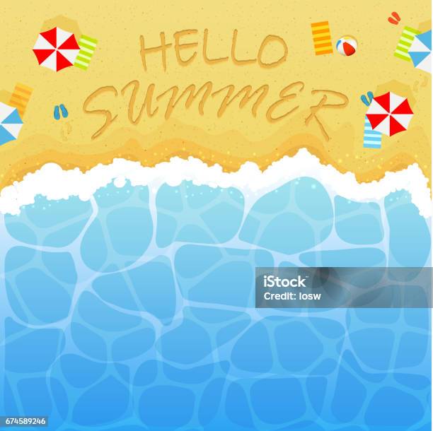 Summertime On Sandy Beach Stock Illustration - Download Image Now - Balloon, Beach, Beach Ball