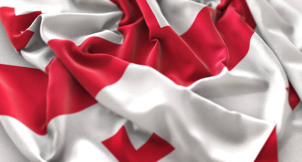 istock Georgia Flag Ruffled Beautifully Waving Macro Close-Up Shot 674624290