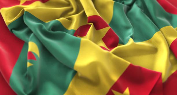 istock Grenada Flag Ruffled Beautifully Waving Macro Close-Up Shot 674624460