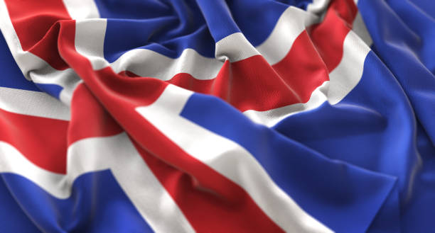 istock Iceland Flag Ruffled Beautifully Waving Macro Close-Up Shot 674624874