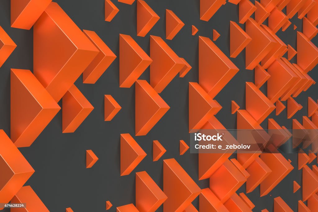 Orange Rectangular Shapes Of Random Size On Black Background Stock ...