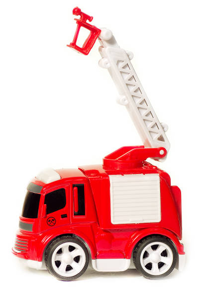 istock car toy red fire truck with extendable ladder and basket, 674628292