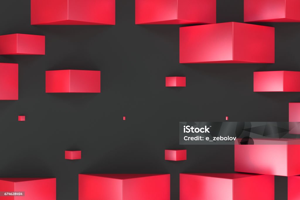Random Shapes Red Red Rectangular Shapes Of Random Size On Black Background Stock ...