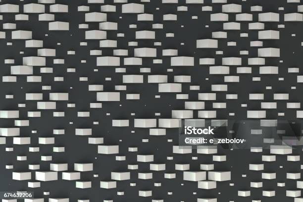 White Rectangular Shapes Of Random Size On Black Background Stock ...
