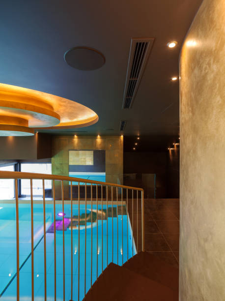 istock Interior of modern villa, swimming pool 674639698