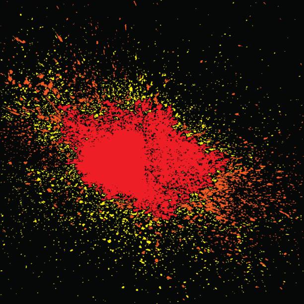 istock Colorful acrylic explosion paint splatter. Small drops, spots of color isolated 674643312